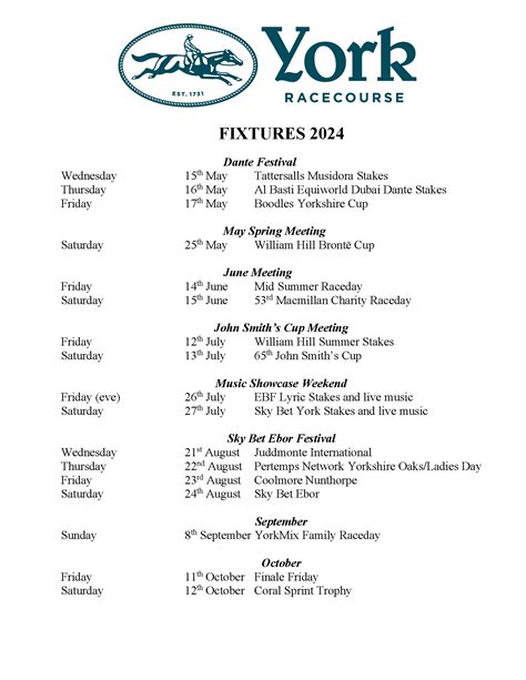york races 2024 schedule|York Races 2024: Your Complete Guide To The Racing Schedule And.